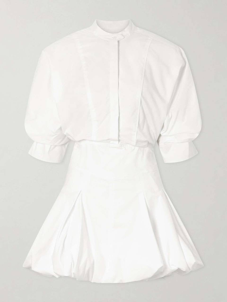 3 Colors! SK Effie Bubble Cotton-blend Mini Dress Shirtdress
