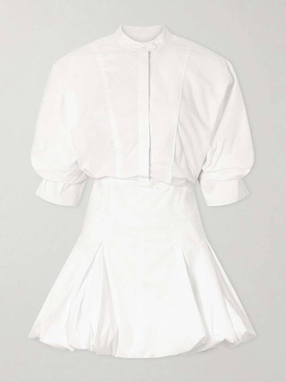 3 Colors! SK Effie Bubble Cotton-blend Mini Dress Shirtdress