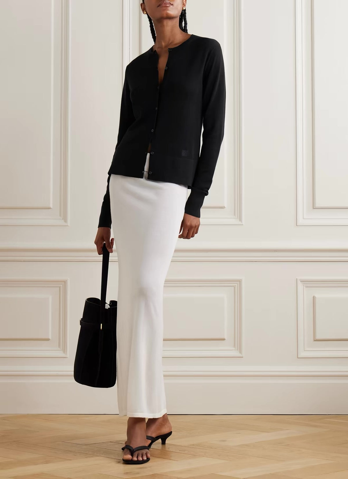 TOT Fine Knit Tencel-cashmere Slim Cardigan