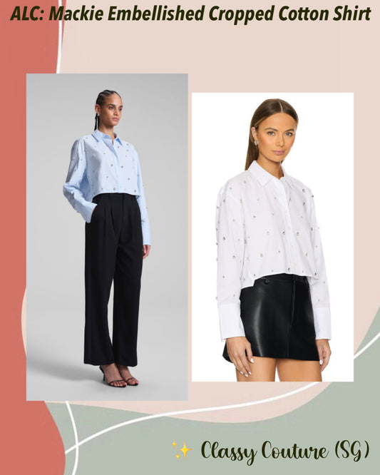 ALC Mackie Embellished Cropped Cotton Shirt