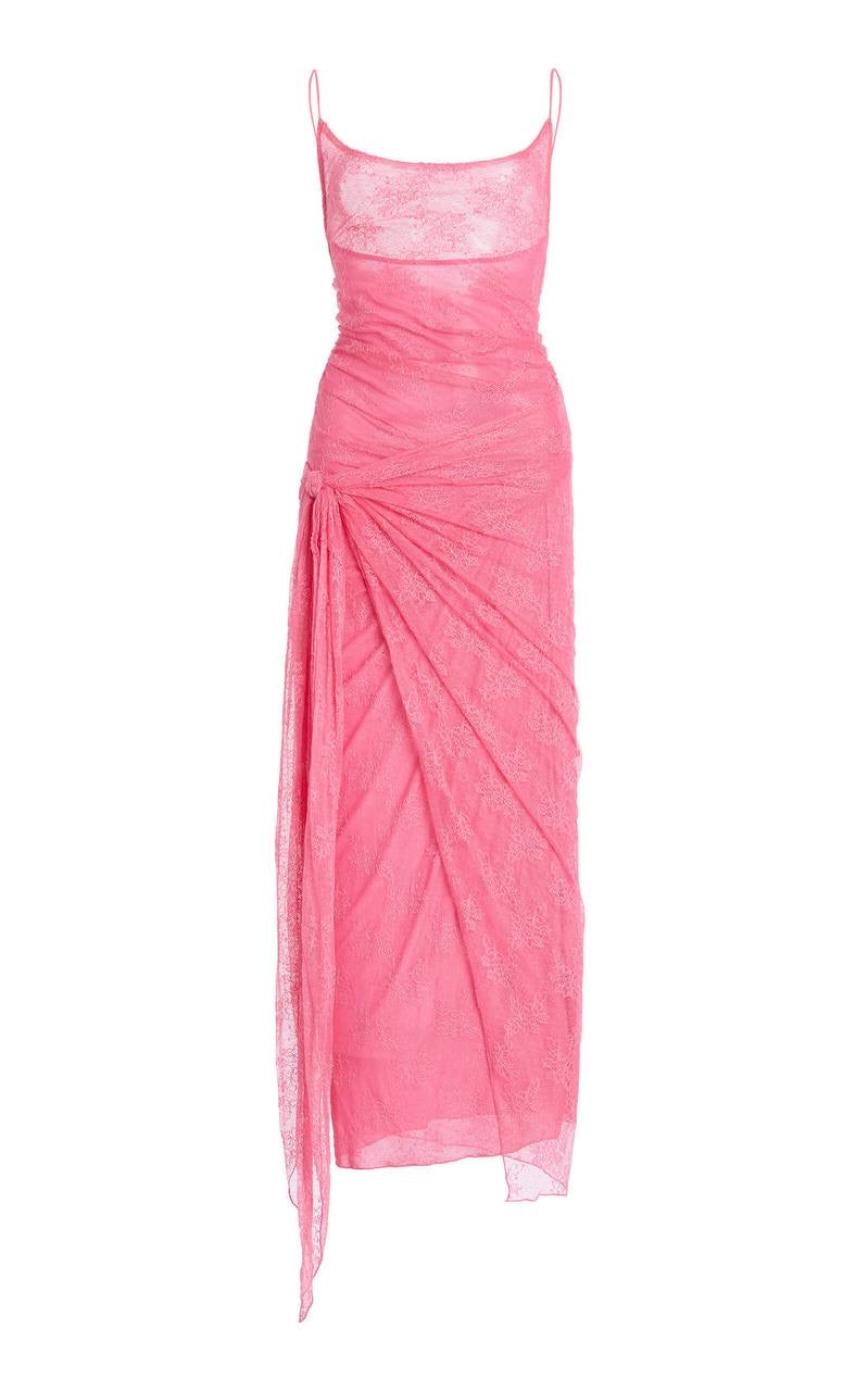 (draft, checked) RTT Ruched Lace Midi Dress