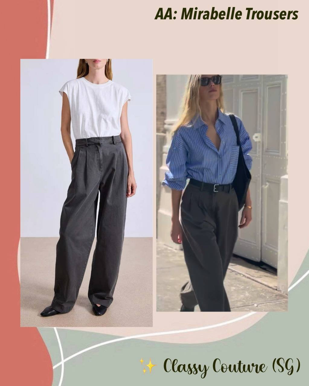 AA Mirabelle Trouser Cotton High Waist Pants in Deep Olive