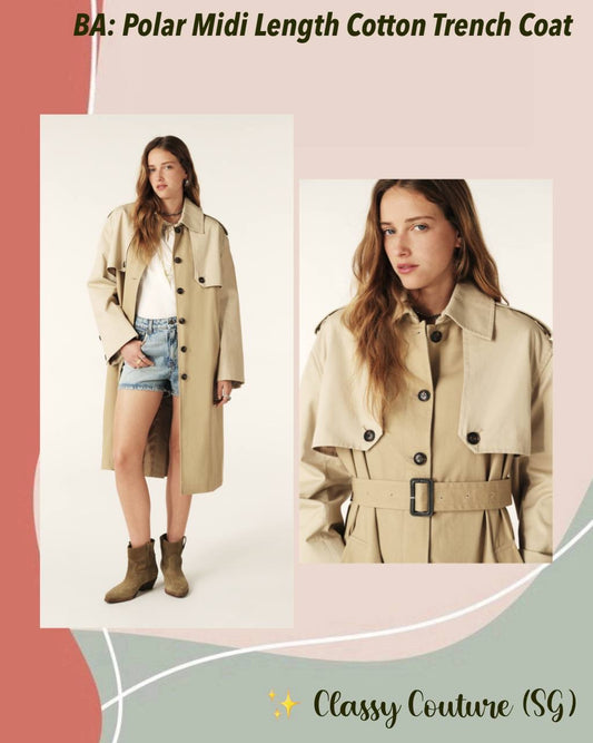 BA Polar Midi Length Cotton Trench Coat