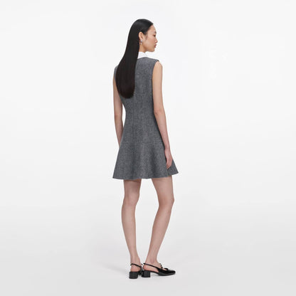 SP Grey Herringbone Lace Bib Mini Dress