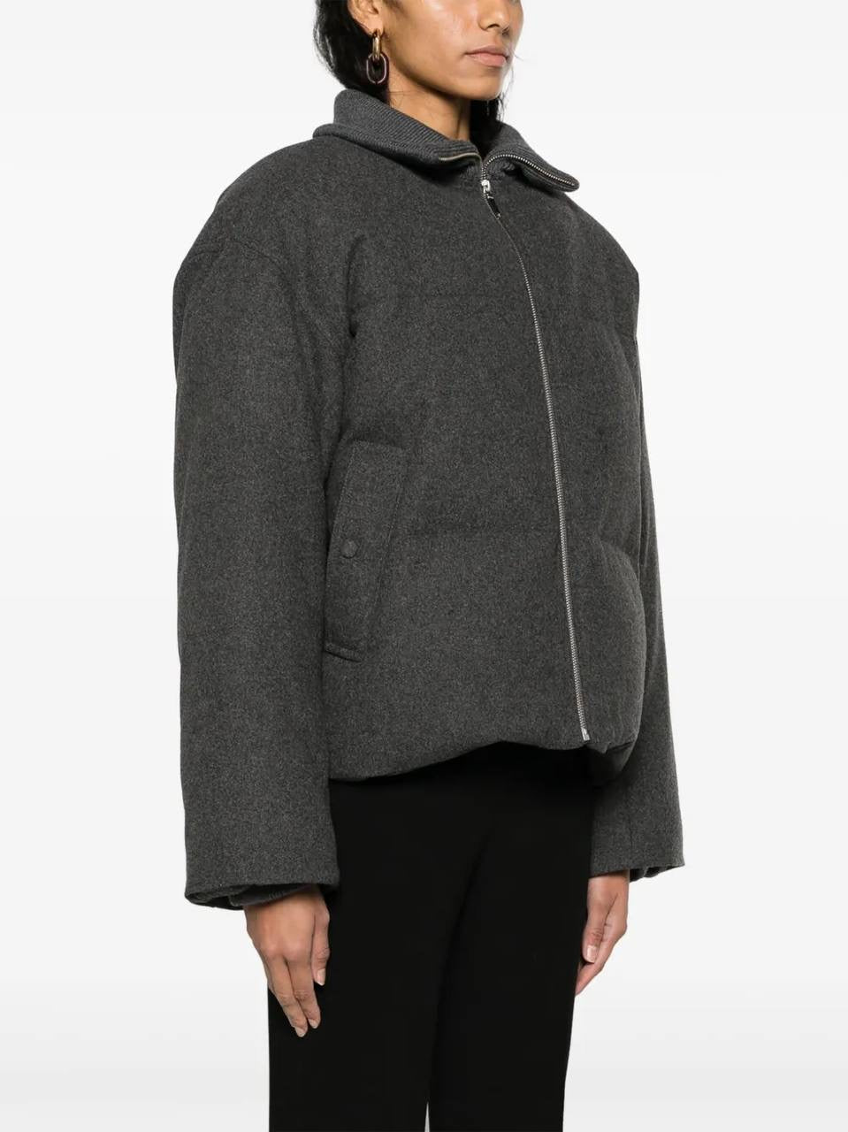 TOT Funnel Neck Down-filled Flannel-Wool Parka Puffer Jacket