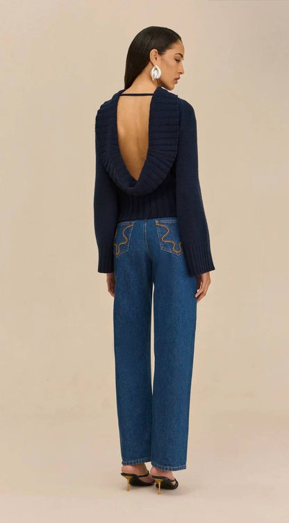 CG Milika Merino Wool-Cotton Cowl Back Sweater