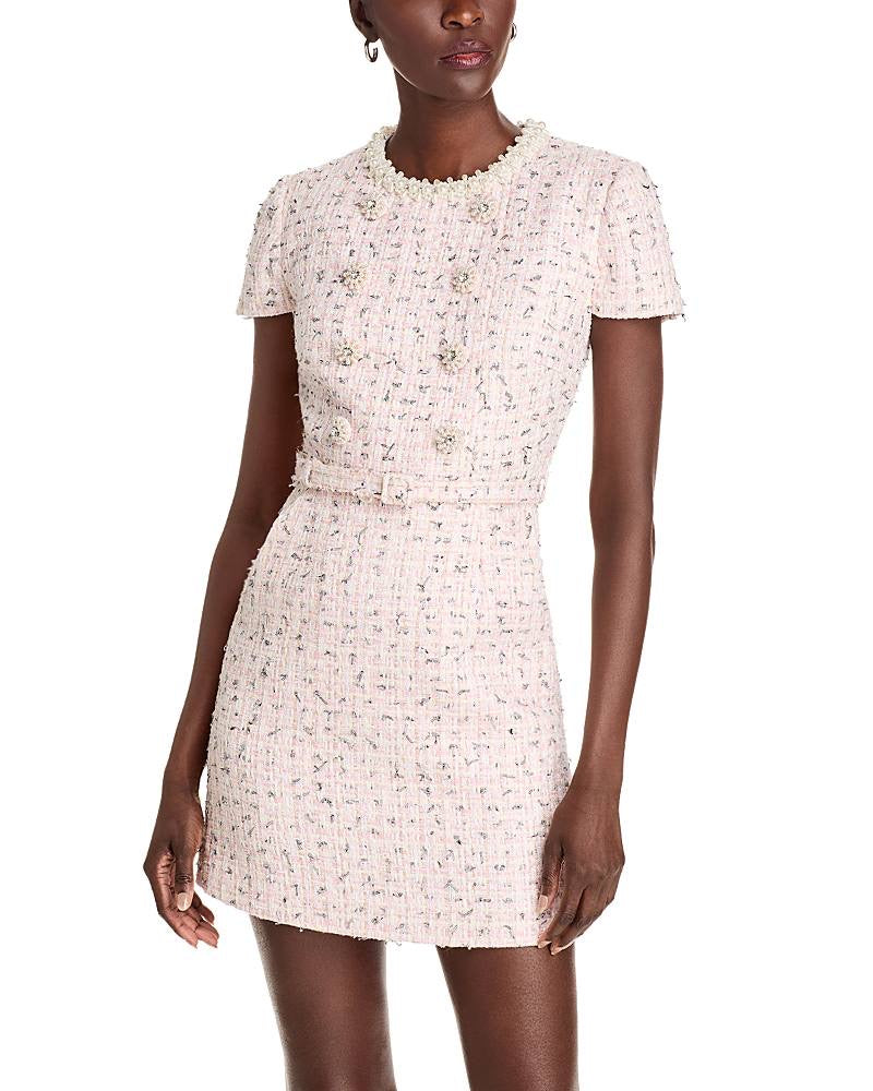 SP Pink Boucle Pearl Mini Dress