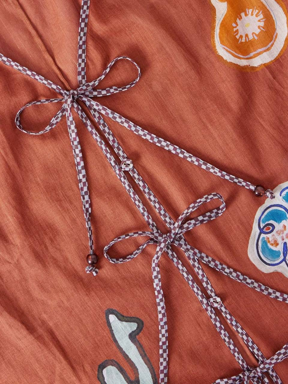 ALM + LNCE Printed Ramie and Cotton-Blend Midi Dress