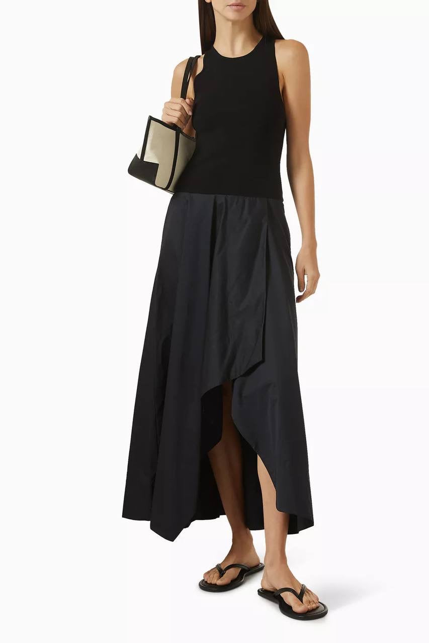 SA Knit Bodice Asymm Viscose-blend Midi Dress