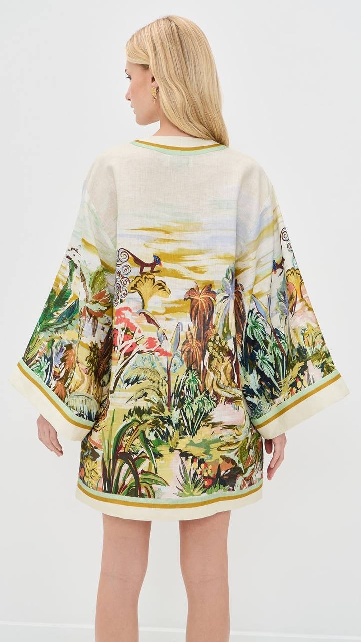 ALM Tropical Linen Shift Mini Dress
