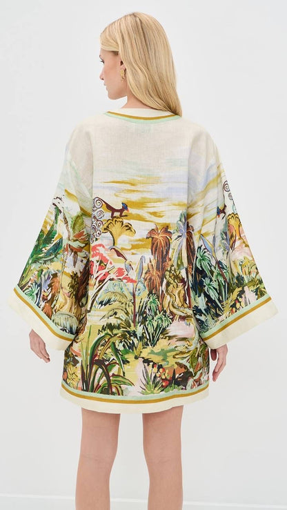 ALM Tropical Linen Shift Mini Dress