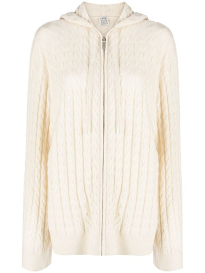 Tot Bevy Cable Knit Wool-Cashmere Hoodie Jacket