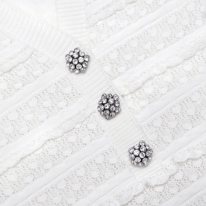 SP White Pointelle Knit Diamanté Mini Dress