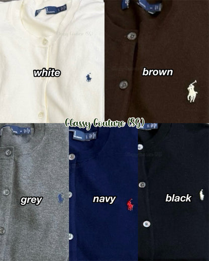 5 Colors! RL Pima Stretch-Cotton Long Sleeve Crewneck Cardigan