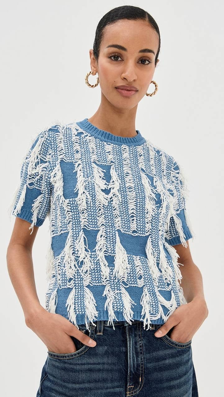 UJ Rumi Top | Long Sleeve Eliana Pullover | Rylan Jacquard Midi Skirt  | Cotton-Blend Set
