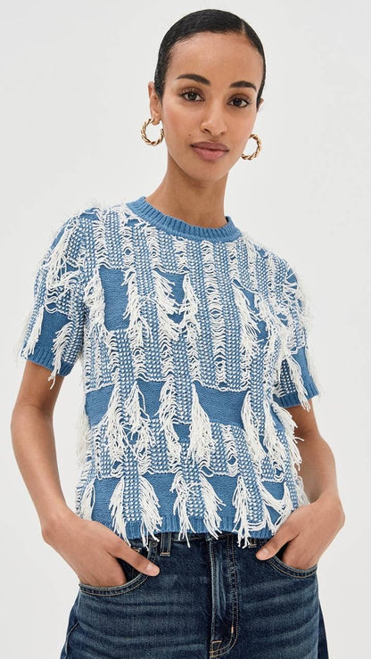 UJ Rumi Top | Long Sleeve Eliana Pullover | Rylan Jacquard Midi Skirt  | Cotton-Blend Set