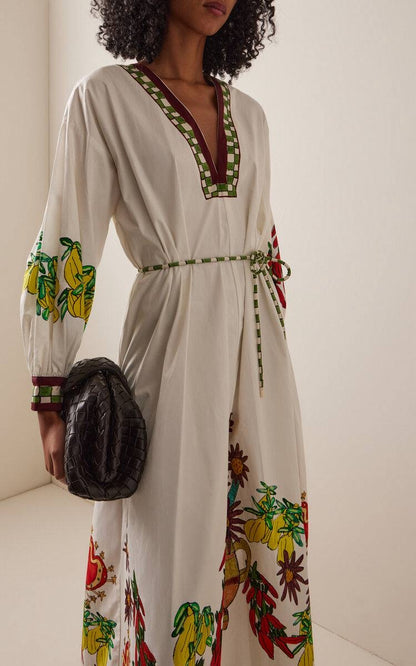 ALM Katerina V Neck Cotton Midi Dress