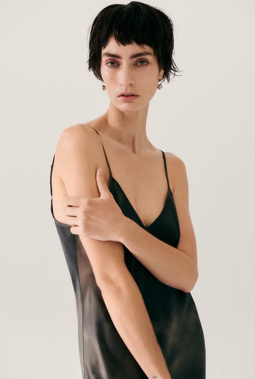 SL 90s Silk Slip Midi Dress in Seashells | Smoke | Surreal Black