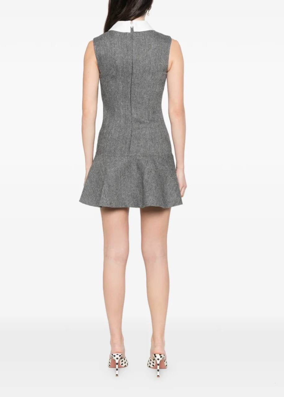 SP Grey Herringbone Lace Bib Mini Dress