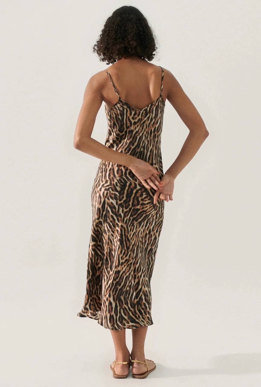 (PART 2/2) SL 90s Silk Slip Midi Dress Animal Prints: Wolves, Leopard, Wild Horses