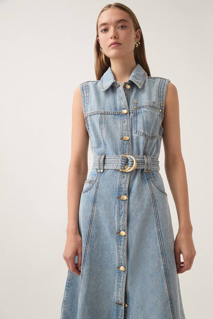 AJ Ray Denim Mini | Midi Dress