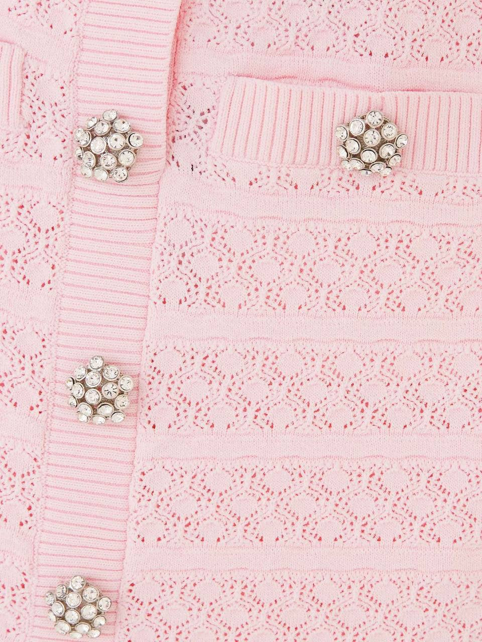 SP Pink Pointelle Diamanté Knit Mini Dress