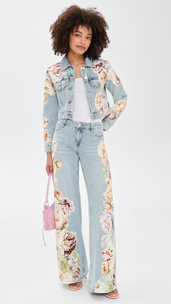 AO Chloe Embroidered Denim Jacket | Amazing Embroidered Jeans | Evan Appliqué Oversized Tee Shirt | Cotton Set