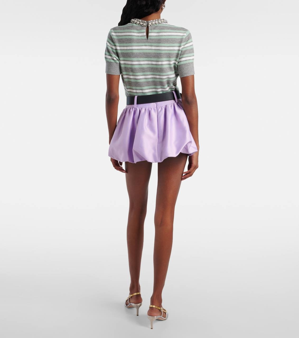 SP Purple Gathered Balloon Woven Belted Mini Skort (skirt with shorts)
