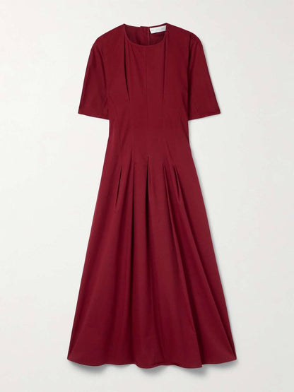 PS Ainsley Pleated Brushed Cotton Blend Twill Midi Dress
