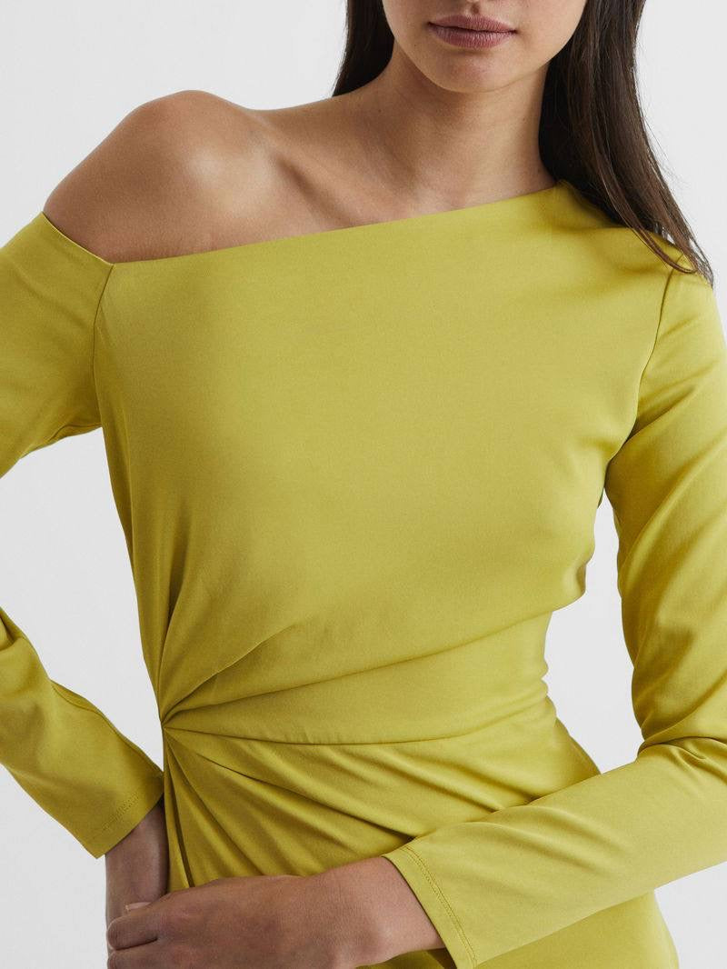 RS Nadia Off-Shoulder Drape Stretch-viscose Midi Dress
