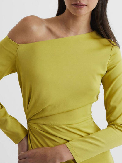 RS Nadia Off-Shoulder Drape Stretch-viscose Midi Dress