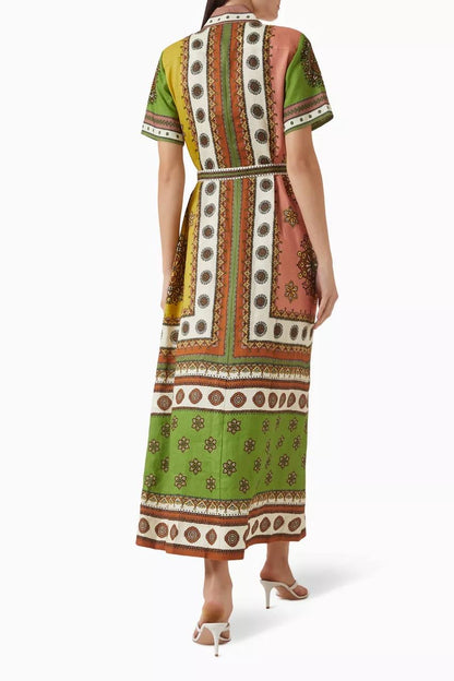 ALM Contina Linen Shirtdress Midi Maxi Dress