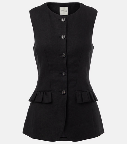 PSE Matilda Gilet Linen Vest Top | Midi Column Skirt | Set