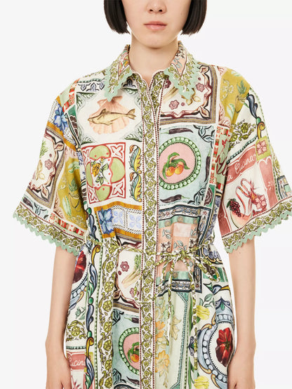 ALM Tommasina Linen Midi Dress Shirtdress