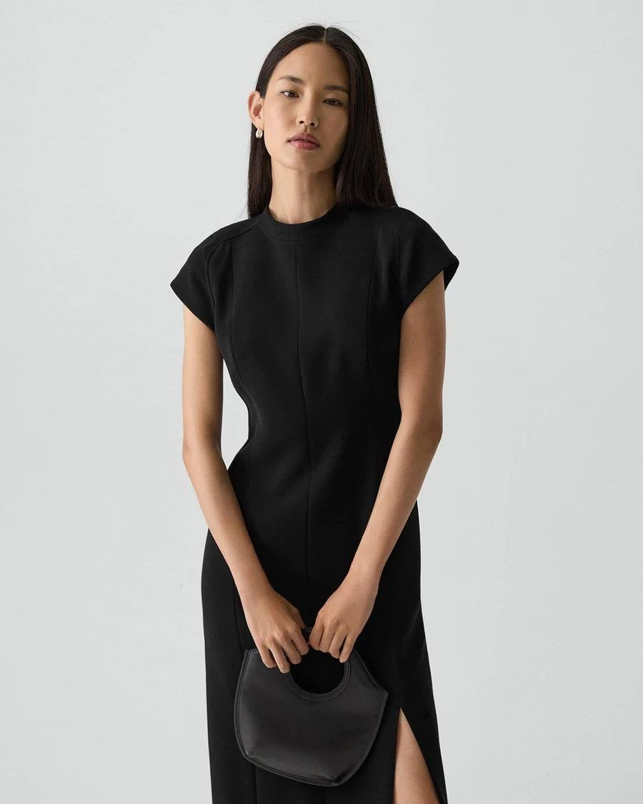 TH Admiral Crepe Short Sleeve Midi Dress