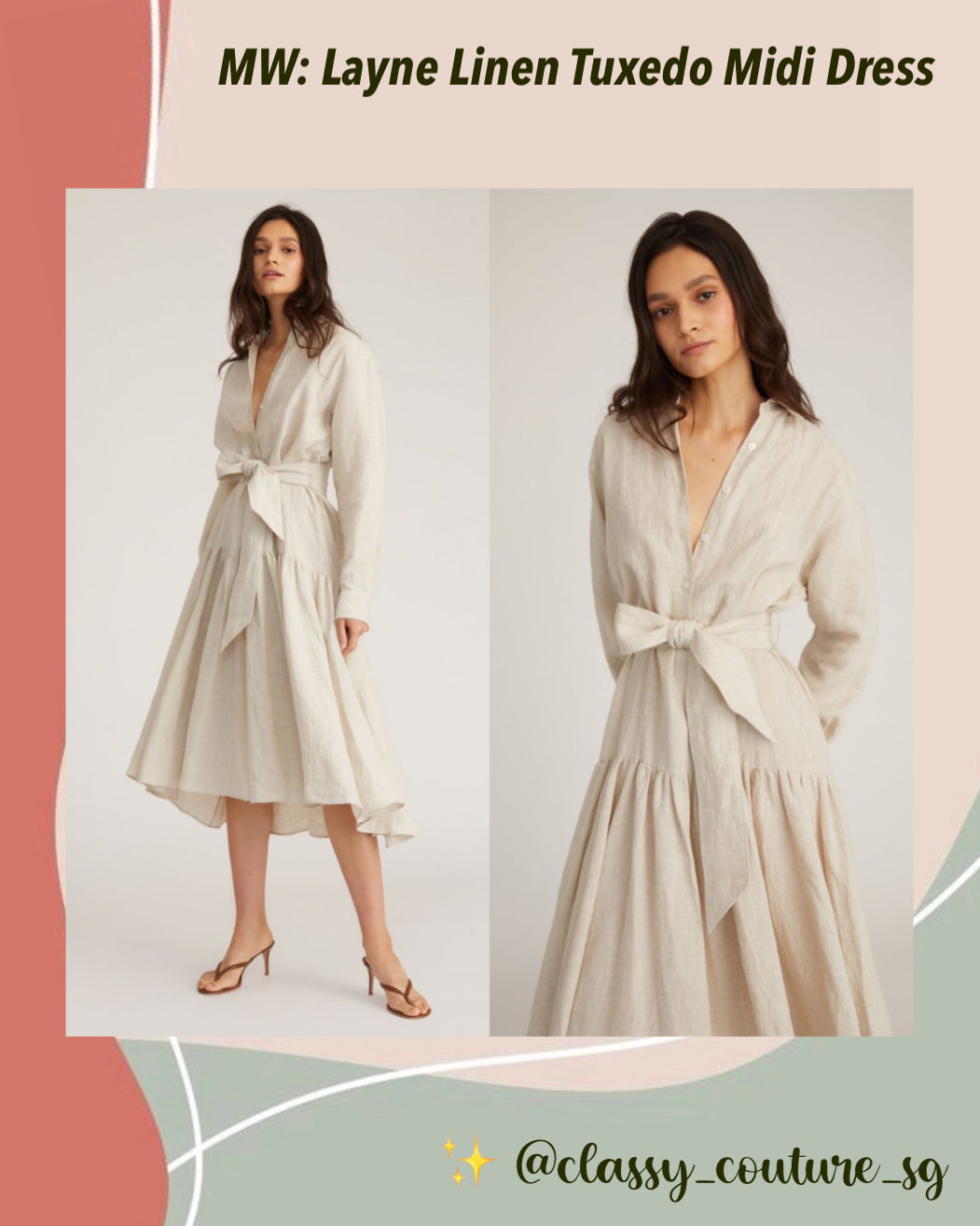 MW Layne Linen Tuxedo Midi Dress