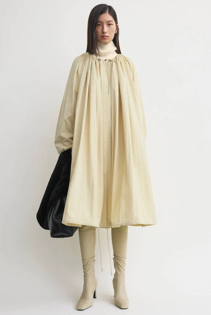 TOT Gathered Parachute Cotton Blend Trench Coat