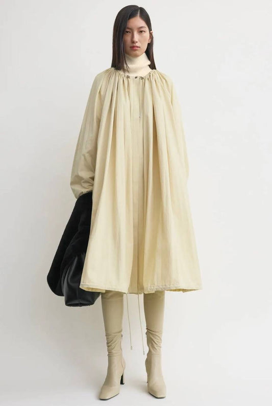 TOT Gathered Parachute Cotton Blend Trench Coat