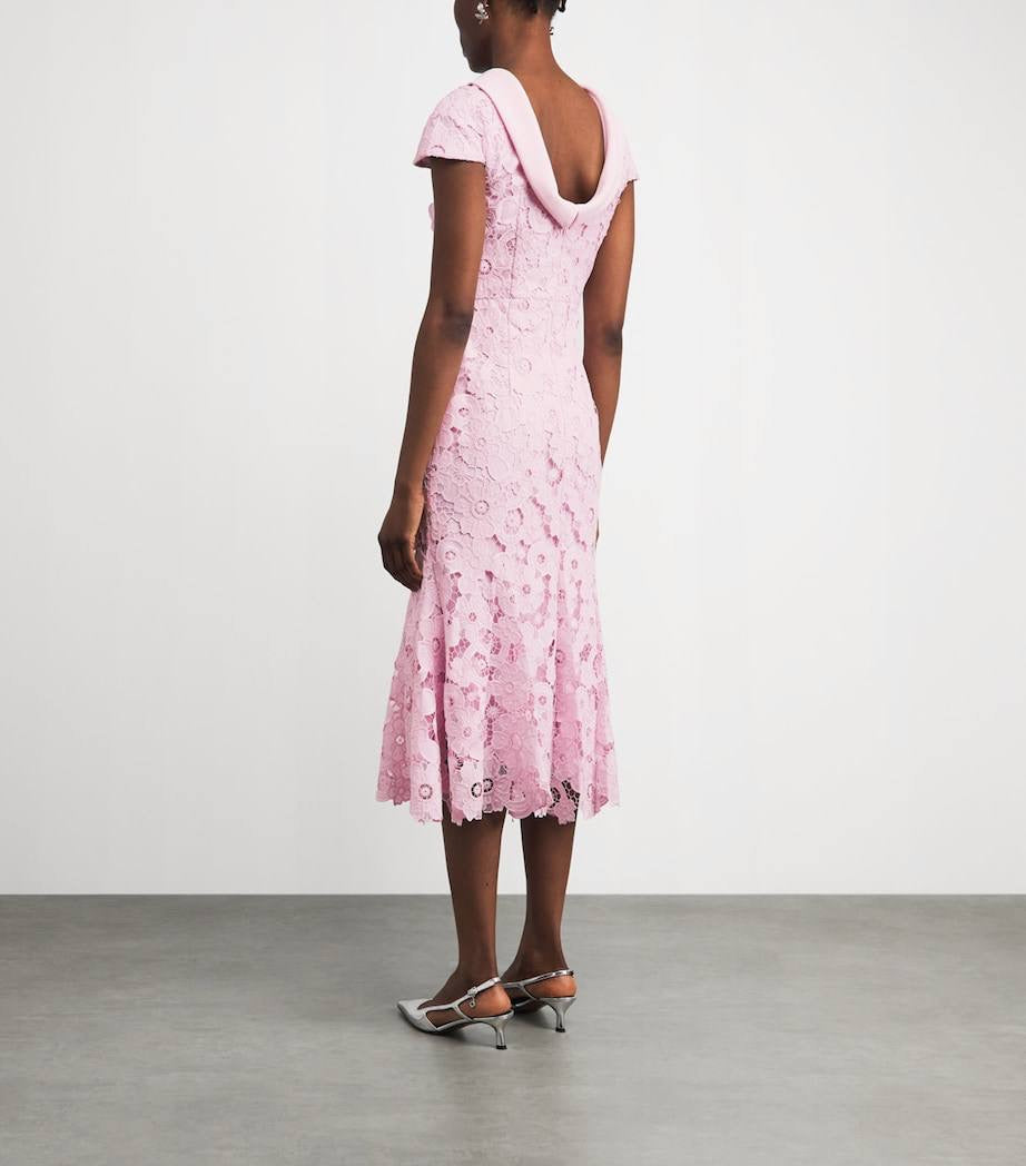 SP Pink Lace Scoop-Back Midi Dress