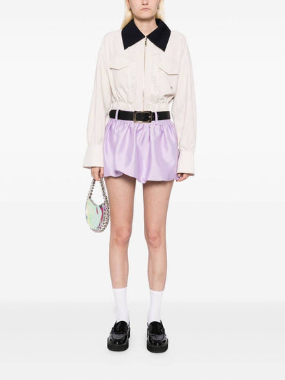 SP Purple Gathered Balloon Woven Belted Mini Skort (skirt with shorts)