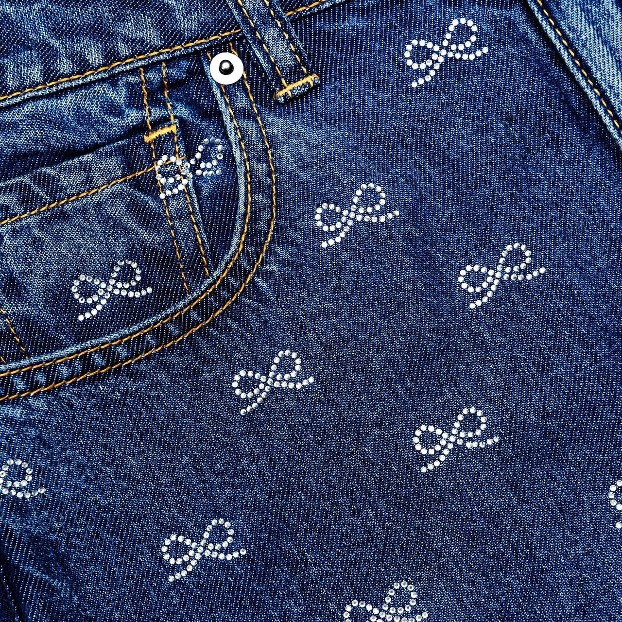 SP Lightweight Diamante Bow-embellished Denim Jeans in Classic Blue Wash