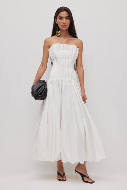 AJ Ivy Bubble Hem Cotton Gown Midi Maxi Dress