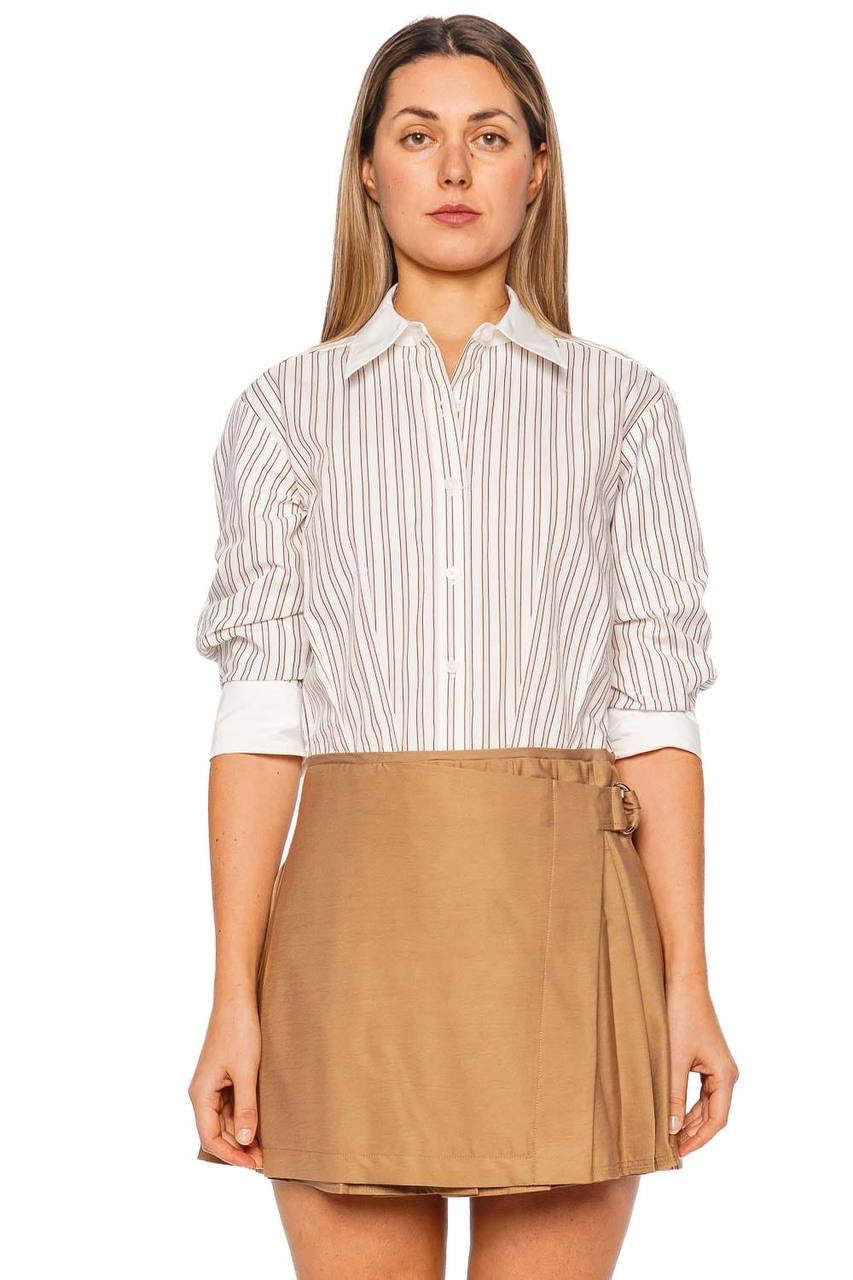 SK Frankie Combo Striped Shirt Combo Shirtdress Mini Dress