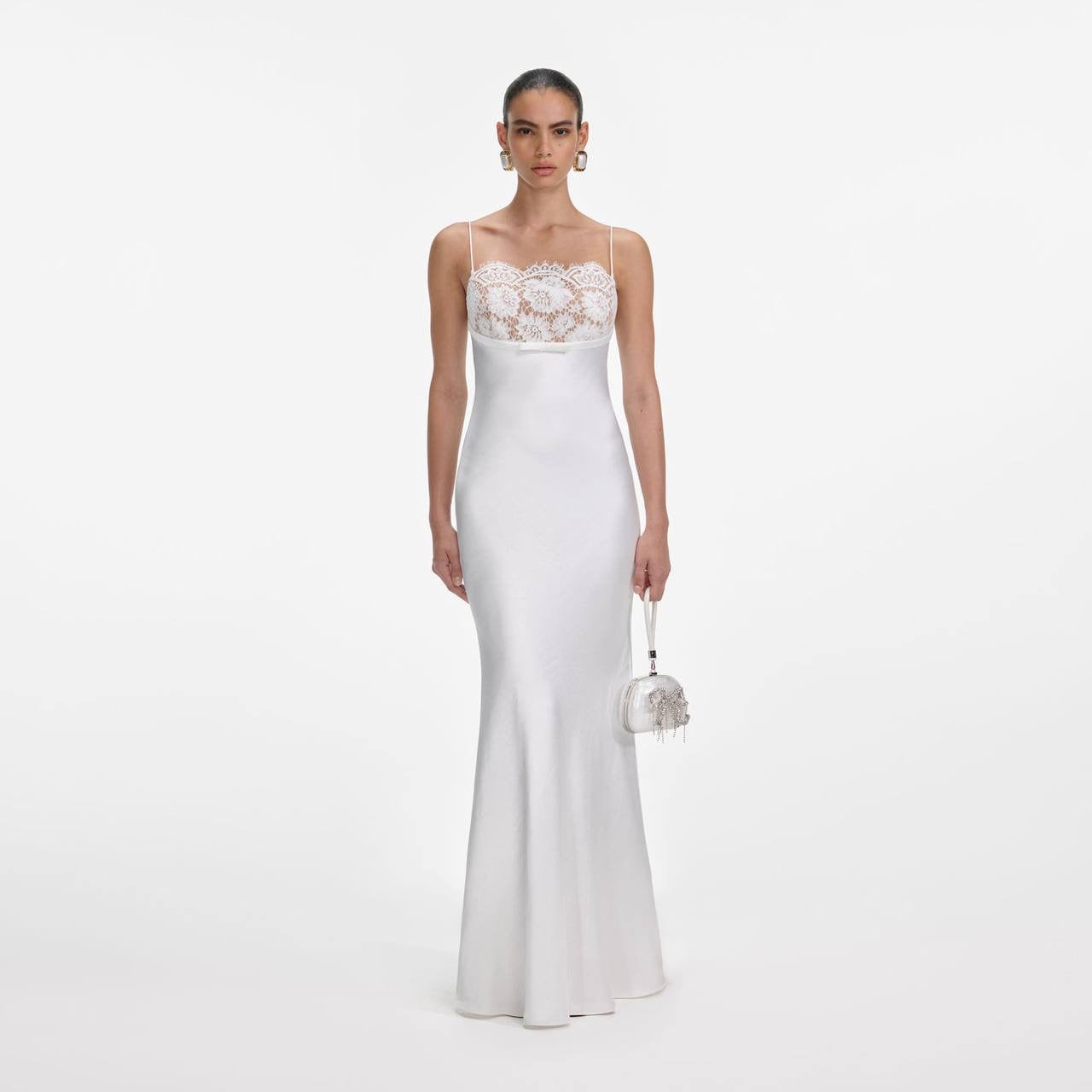 SP White Satin Lace Maxi Dress