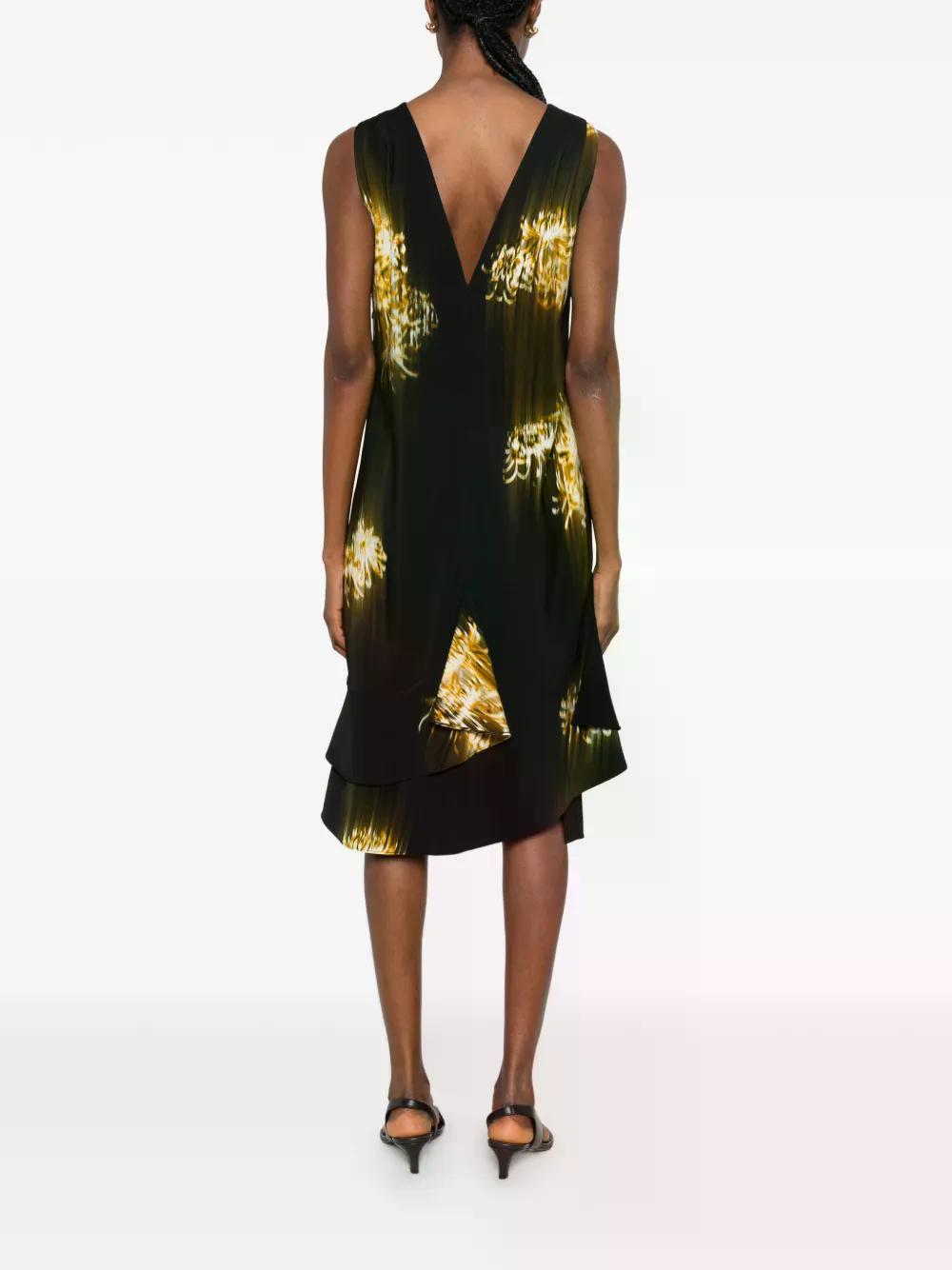 PS Rhetta Stretch-Viscose Shift Midi Dress In Blurred Chrysanthemum Print