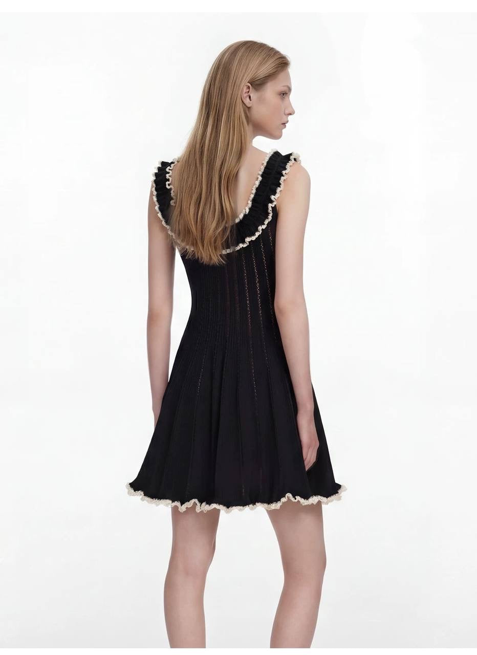 SP Black Contrast Trim Knit Off Shoulder Mini Dress