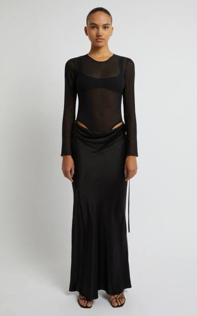 CE Sheer Torso Maxi Dress in Silk Georgette