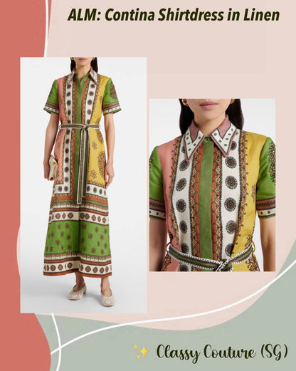 ALM Contina Linen Shirtdress Midi Maxi Dress