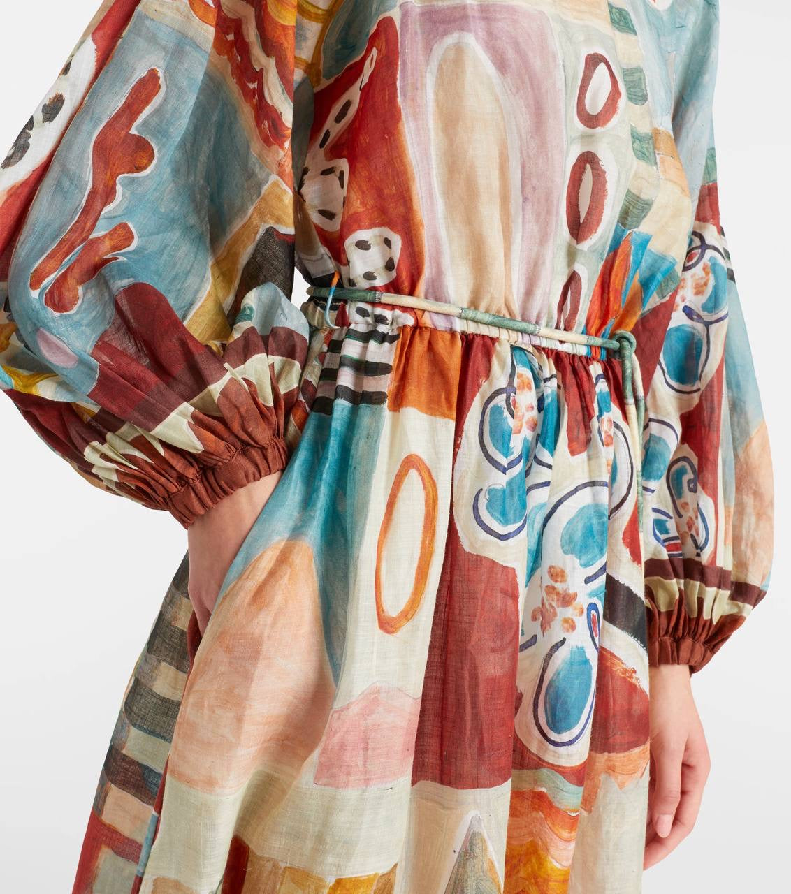ALM Michelle Printed Ramie Midi Dress