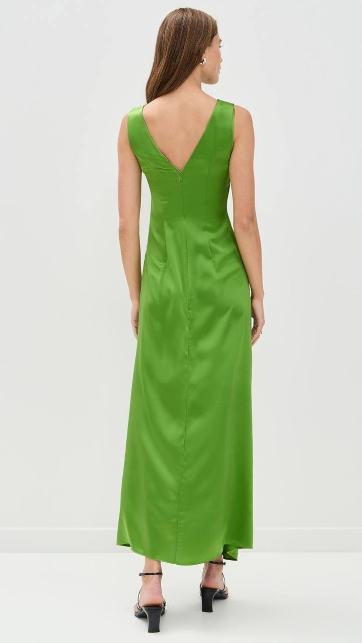 LM Stella Silk Satin Ruched Midi Dress